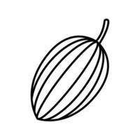 A line drawing of a cocoa pod. Cocoa icon vector