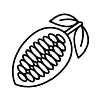 Peeled cocoa fruit icon with cocoa leaf vector