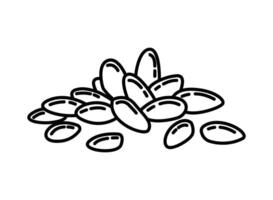 Drawing of beans icon, cocoa bean, cofffe bean icon. Bean icon silhouette illustration vector