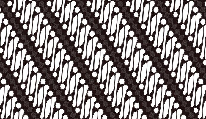 Batik parang, batik Indonesia pattern. A black and white pattern with wavy lines
