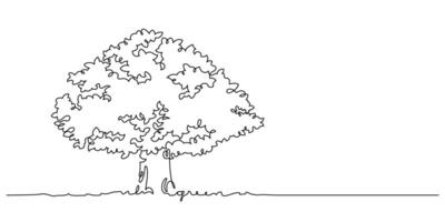 verdant tree one line drawing continuous copy space decoration vector