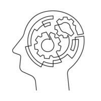 artificial intelligence bot digital brain neural network one line vector