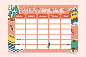 Back to School Time Table Template vector
