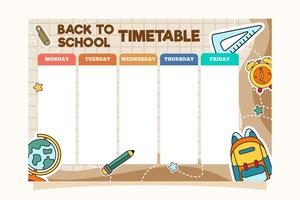 Back to School Time Table Template vector