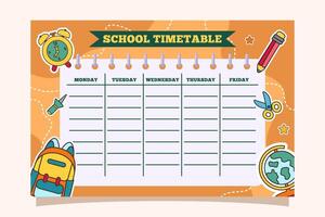 Back to School Time Table Template vector