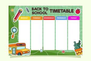 Back to School Time Table Template vector