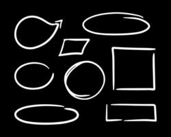 Hand drawn oval frame. Sketch highlight ovals line. Doodle Marker or pencil circle. Highlighting text and important objects. Round scribble frames. vector
