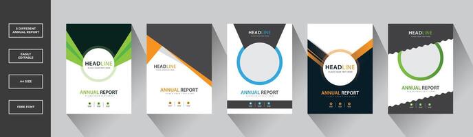 a bundle of 5 templates of a4 annual report, annual report template layout design. perfect for creative professional business vector