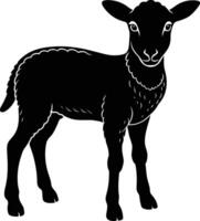 Black and white silhouette of a lamb vector