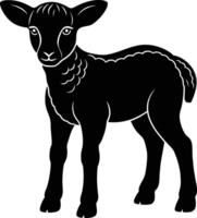 Black and white silhouette of a lamb vector