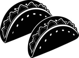 Black silhouette illustration of tacos vector