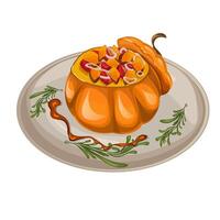 image of a pumpkin, in the form of a pot vector