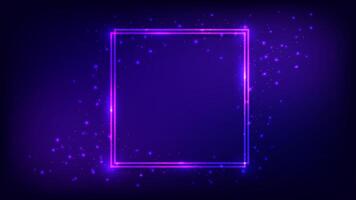 Neon double square frame vector