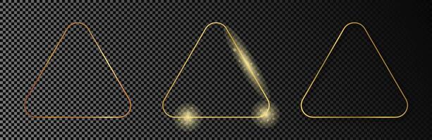Gold glowing rounded triangle frame vector