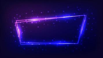 Neon double frame with shining effects vector