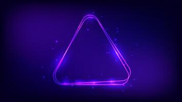 Neon rounded triangle frame with shining effects vector