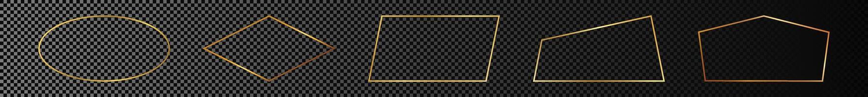 Gold glowing different geometric shape frame vector