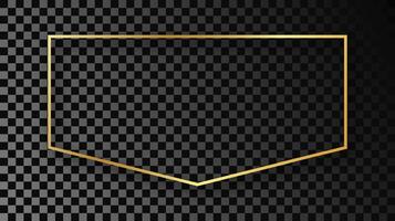 Gold glowing frame with shadow vector