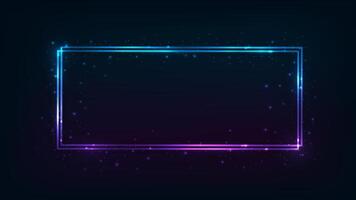 Neon double rectangular frame vector