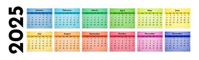 Calendar for 2025 isolated on a white background vector