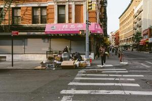 New York, US - May 8, 2023 - Empty street in New York downtown photo