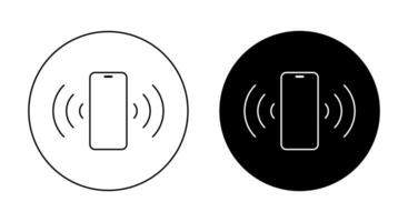 Smartphone with signal icon on black circle. Vibrating phone concept vector