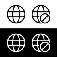 Online and offline internet icon. On and off globe network concept vector