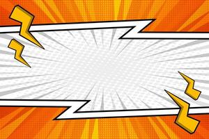 Empty orange comic sunburst frame background design template vector