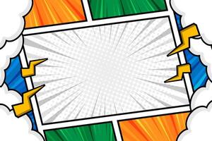 Blank colorful comic page frame background design template vector