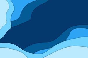 Blue wavy abstract papercut background vector
