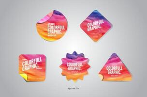 colorful watercolor stickers set vector