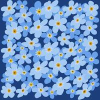 Hand drawn simple bright blue flowers pattern for fabric, textile design, background vector