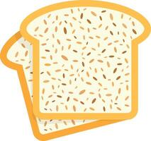 Flat Two Slices of Toast with Seeds vector