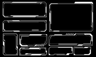 Hud frames white grey user interface elements design modern technology futuristic control panel screen digital hologram window gaming menu touching cyber monitor set on black background vector
