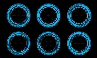 Set of sci fi blue circle user interface elements technology futuristic design modern creative on black background vector