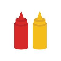 ketchup and mustard bottles icon design flat style vector