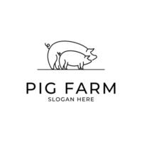 pig farm logo design concept idea line style vector