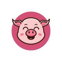 cartoon pig face happy smile design template vector