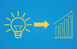 idea concept blue background business graph with arrow growth profit with lightbulb space area vector