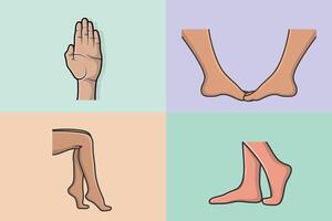 Collection of People Hands with Various Gestures illustration. People object icon concept. Different signs and emotions, hands representing. vector