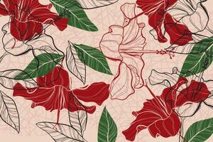 Tropical abctract flower with hibiscus flowers vector
