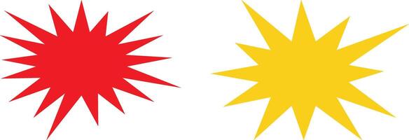 Starburst icon set in two shapes and colors isolated on white background . Bursting icon vector