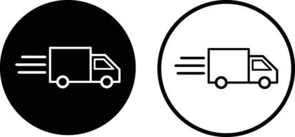 Fast delivery truck icon set in two styles . Fast shipping truck icon vector