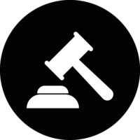 Judge hammer icon on circle isolated on white background . Gavel icon . Hammer justice icon vector