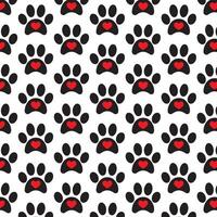 Paw print with red heart pattern . Dog footprint with heart pattern . illustration vector