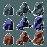 Rock and stones set. Different shape boulder collection. illustration. vector