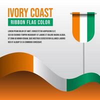 Ivory Coast ribbon flag color with pennant flag and decoration vector