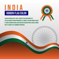 India ribbon flag color with flag badge and decoration vector