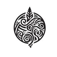 unique abstract leaf combine with circle tribal vector