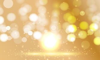 Golden luxury bokeh soft light abstract background. shiny circle. vector
